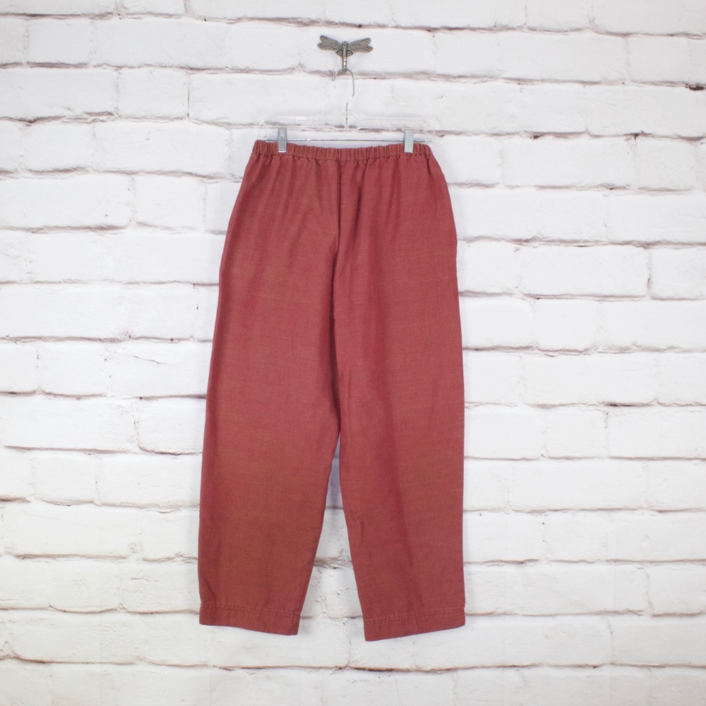 Orvis Red Cotton Blend Lightweight Elastic Waist Pull on Pants Size 14 - Picture 7 of 8